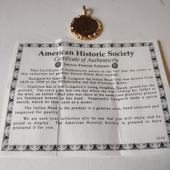 NWOT 1905 Indian Head Penny Pendant - Picture 3 of 3